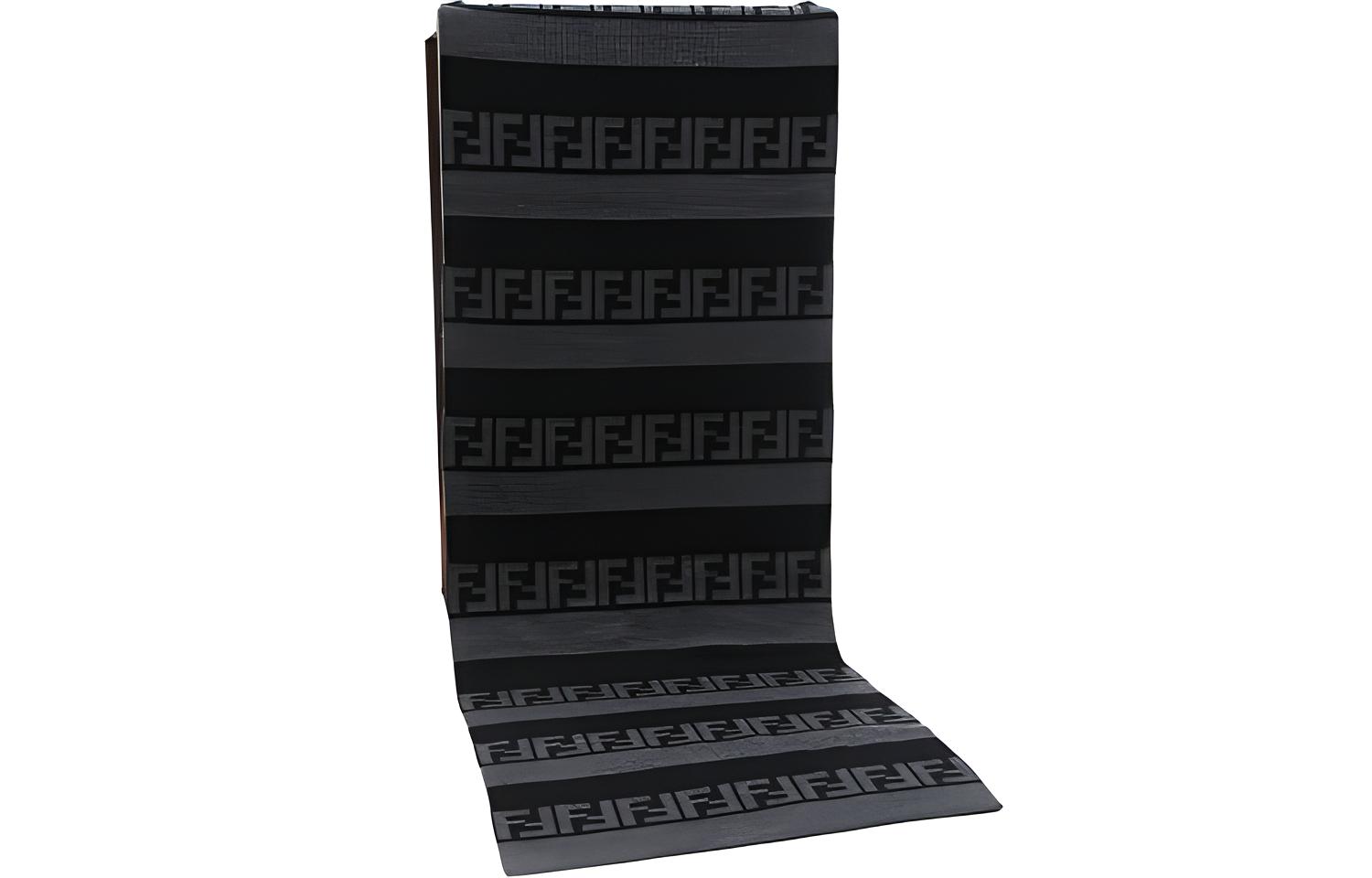 FENDI Double F Logo Gray Black Striped Wool Scarf FXS124AH84F