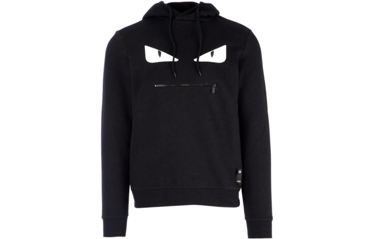 Order FENDI 眼睛印花黑色连帽卫衣 长袖抽绳套头衫. FY0767A4Q0F0QA1