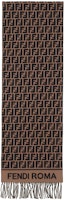 FENDI F-Logo Print Warm Knit Scarf Unisex Couple Style Brown. FXT113AQCWF0QE1 FENDI F-Logo Print Warm Knit Scarf Unisex Couple Style Brown. FXT113AQCWF0QE1
