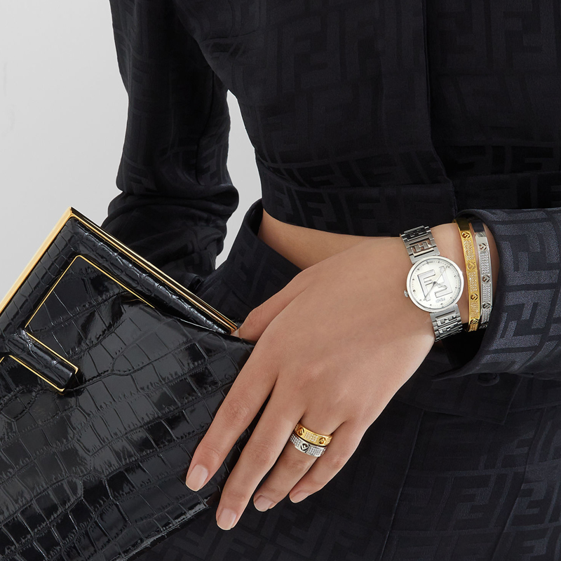 Details for FENDI F is Fendi 可调节黄铜手链 银色 情侣款式男女通用 8AG9286DMF0GGH