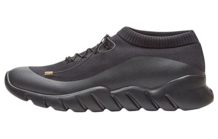 Fendi Fabric Lace-Up Round Toe Shock-Absorbing Wear-Resistant Low-Top 'Black'