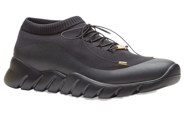 Fendi Fabric Lace-Up Round Toe Shock-Absorbing Wear-Resistant Low-Top 'Black' 圖 2