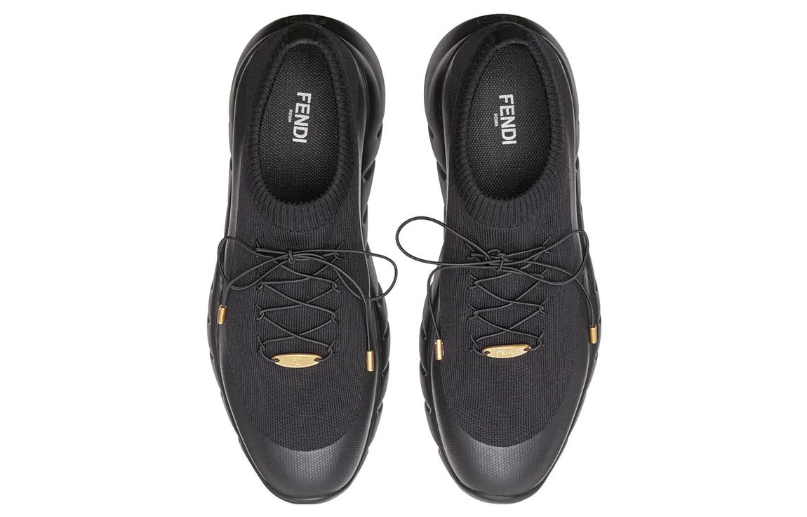 Fendi Fabric Lace-Up Round Toe Shock-Absorbing Wear-Resistant Low-Top 'Black' 圖 3