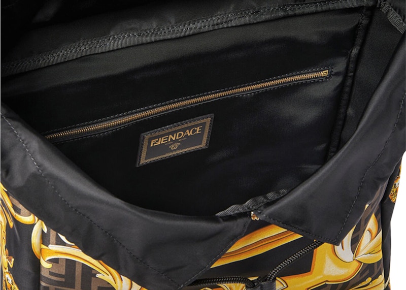 Lookbook Fendi Fendace Backpack Gold Baroque Print