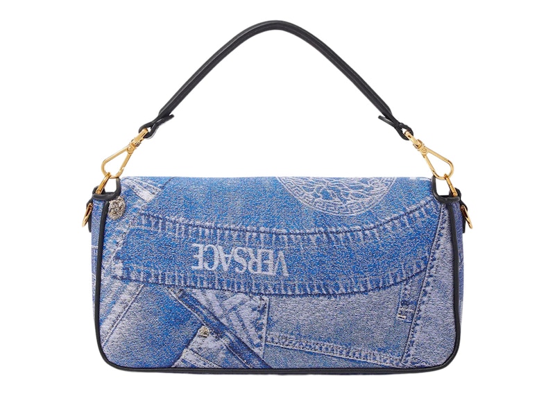 Order Fendi Fendace Tas Bahu Baguette Denim Patchwork Print