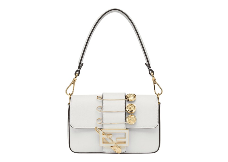 Fendi Fendace Brooch Mini Baguette White