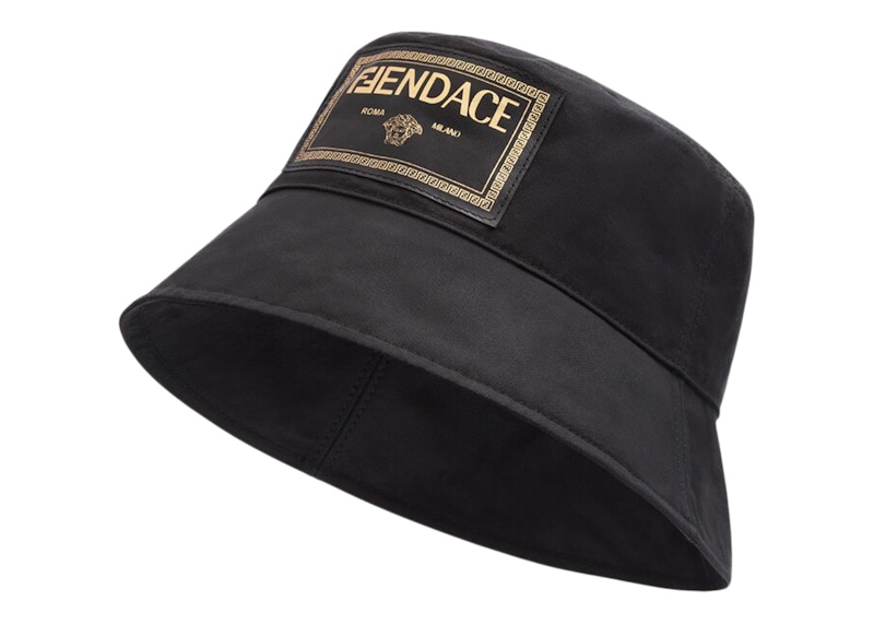 Fendi Fendace Canvas Logo Bucket Hat Black