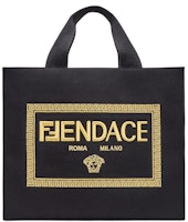 Fendi Fendace Embroidered Canvas Logo Bag Black Fendi Fendace Embroidered Canvas Logo Bag Black