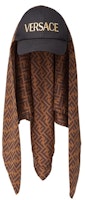 Fendi Fendace FF Silk Foulard Cap Black/Gold Baroque Print Fendi Fendace FF Silk Foulard Cap Black/Gold Baroque Print