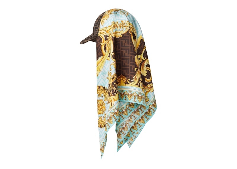 Order 芬迪Fendace FF絲巾帽棕色/金色巴洛克印花