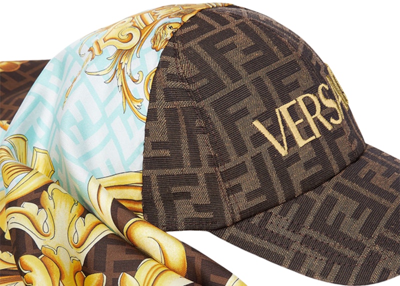 Lookbook 芬迪Fendace FF絲巾帽棕色/金色巴洛克印花