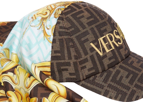 Fendi Fendace FF Silk Foulard Cap Brown/Gold Baroque Print Lookbook Fendi Fendace FF Silk Foulard Cap Brown/Gold Baroque Print