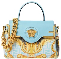 Fendi Fendace La Medusa Medium Handbag Gold Baroque/Blue Fendi Fendace La Medusa Medium Handbag Gold Baroque/Blue