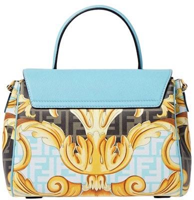 芬迪 Fendace La Medusa 中号手提包 金色巴洛克/蓝色 Order 芬迪 Fendace La Medusa 中号手提包 金色巴洛克/蓝色