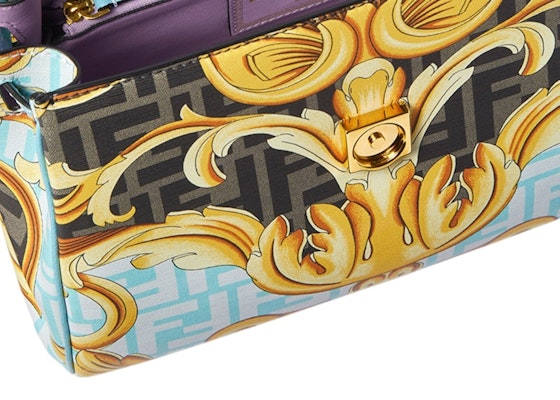 Fendi Fendace La Medusa Medium Handbag Gold Baroque/Blue Lookbook Fendi Fendace La Medusa Medium Handbag Gold Baroque/Blue