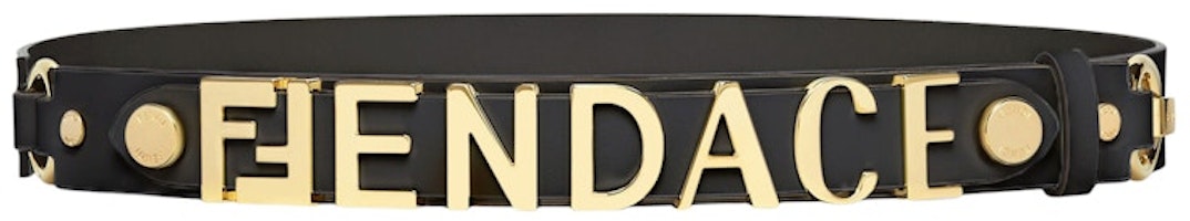 Fendi Fendace Leather Logo Belt Black Fendi Fendace Leather Logo Belt Black