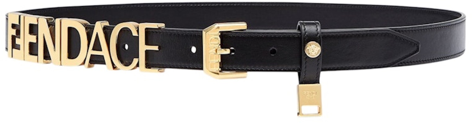 Cinturón de Cuero Negro Fendi Fendace con Logo Order Cinturón de Cuero Negro Fendi Fendace con Logo