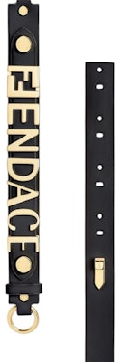 Cinturón de Cuero Negro Fendi Fendace con Logo Lookbook Cinturón de Cuero Negro Fendi Fendace con Logo