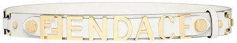 Buy 芬迪 Fendace 白色皮革標誌腰帶