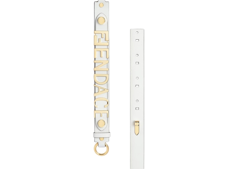 Order 芬迪 Fendace 白色皮革標誌腰帶