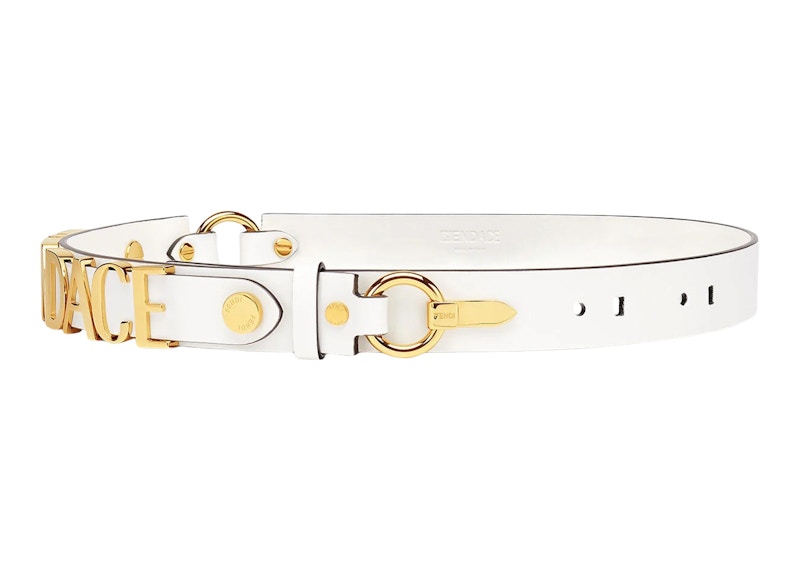 Fendi Fendace Logo Belt White/Gold