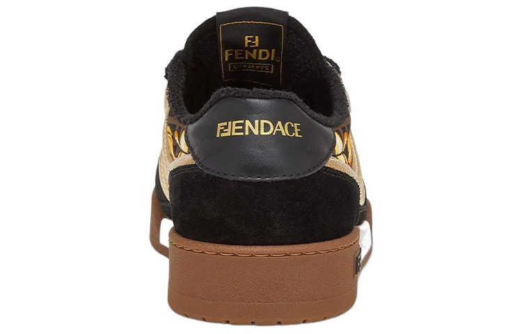 Shop Versace x Fendi Match Fendace鹿皮低筒休閒鞋 黑色