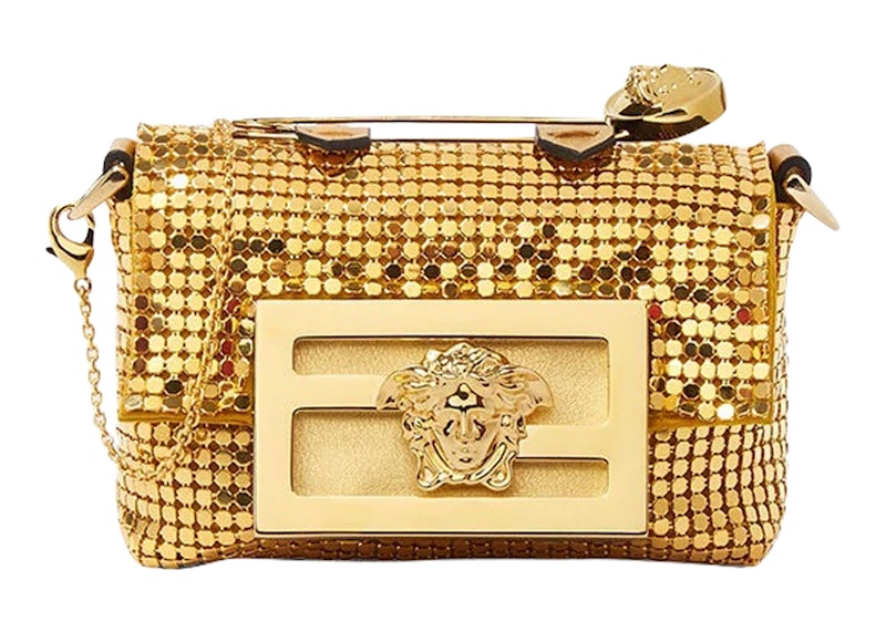 Fendi Fendace Nano Baguette Micro Bag Gold