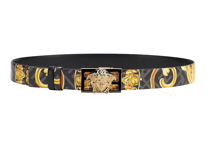 Fendi Fendace Reversible Belt Black/Gold Baroque Print