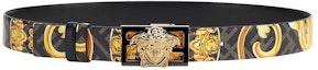 Buy Fendi Fendace 可雙面使用腰帶,黑色/金色巴洛克印花。