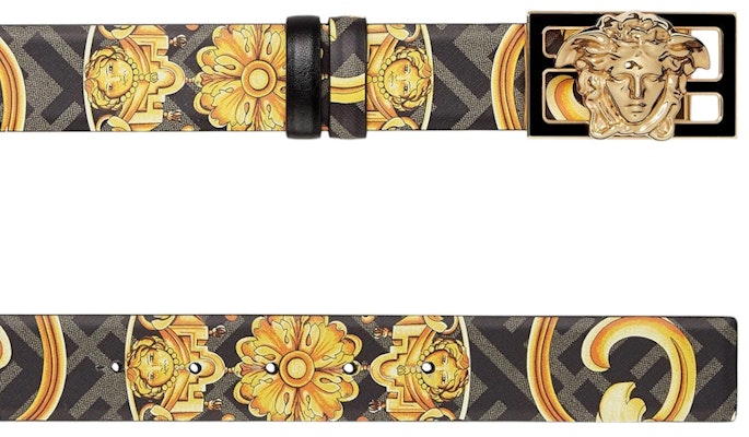Fendi Fendace 可雙面使用腰帶,黑色/金色巴洛克印花。 Order Fendi Fendace 可雙面使用腰帶,黑色/金色巴洛克印花。