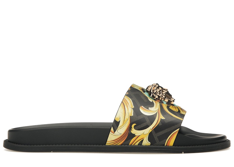 Buy VERSACE 范思哲 FENDACE WILD 巴洛克印花拖鞋 黑色
