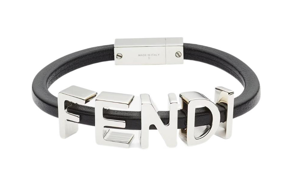 FENDI Fendigraphy Logo Bracelet for Men - Black. 7AJ745ADS1F0VD1