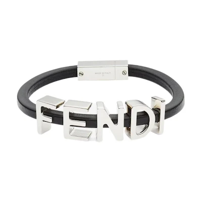 FENDI Fendigraphy Logo Bracelet for Men - Black. 7AJ745ADS1F0VD1