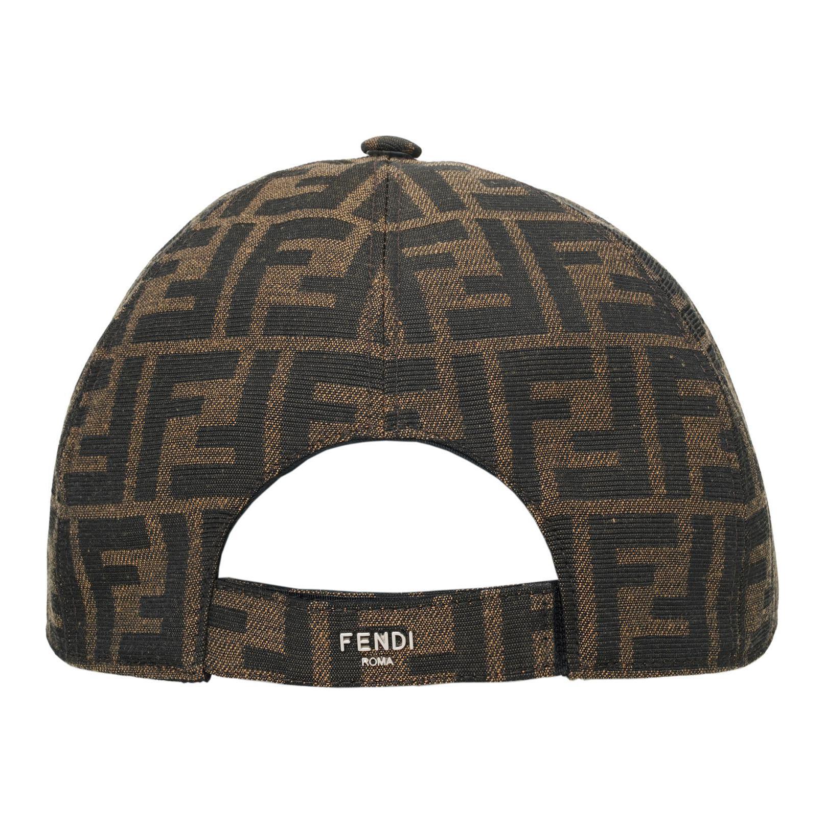 Shop 펜디 FF 자카드 브라운 베이스볼 캡 - 2022 가을겨울 컬렉션. FXQ768ALHEF0VAT