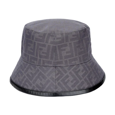 FENDI FF Jacquard Cotton Bucket Hat Grey for Men. FXQ801ALHDF0UU1