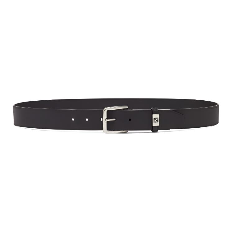 Order FENDI FF Logo  Black Calfskin Leather Belt 3.5cm Wide 7C0529ARCB