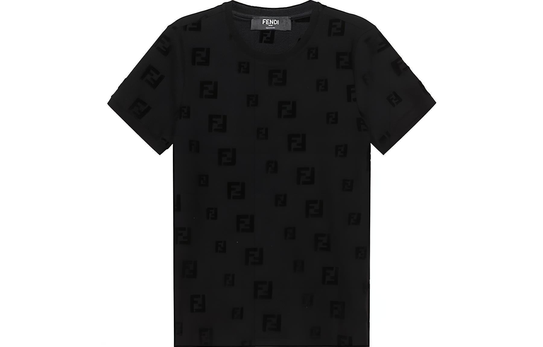 Order フェンディ FFロゴ クルーネック Tシャツ ブラック レギュラーフィット FAF578AE15F0GME