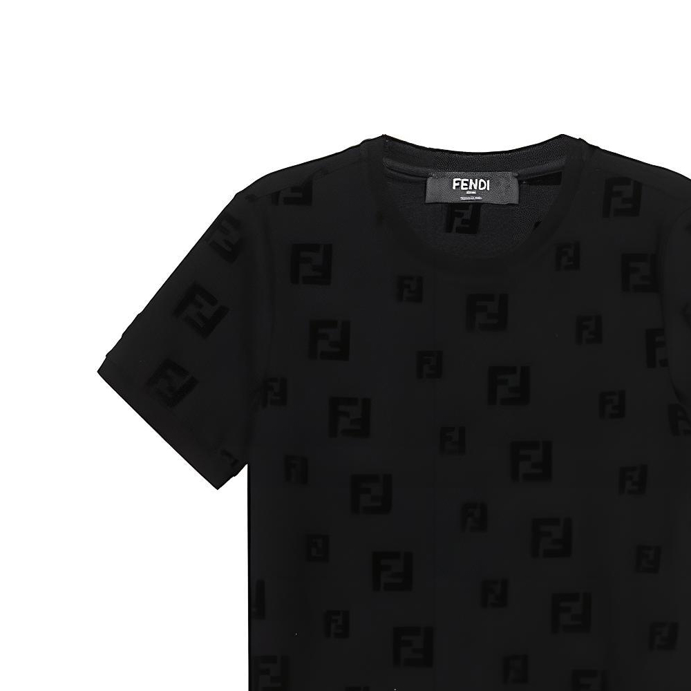 Sizing フェンディ FFロゴ クルーネック Tシャツ ブラック レギュラーフィット FAF578AE15F0GME