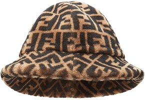FENDI FF Logo Shearling Lamb Hat Brown FXQ632A401F0QE1 FENDI FF Logo Shearling Lamb Hat Brown FXQ632A401F0QE1