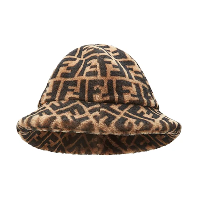 FENDI FF Logo Shearling Lamb Hat Brown FXQ632A401F0QE1