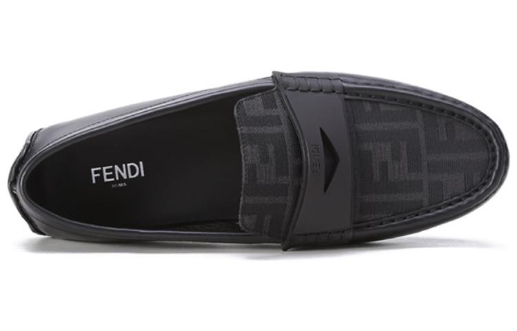 Purchase FENDI 芬迪 FF老花拼皮平底駕駛鞋 黑色