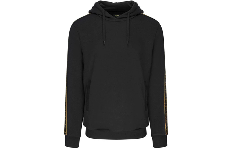 Fendi FF Logo Tape Hoodie Black Long-Sleeve Sweatshirt FY0870A1EG-F0QA1
