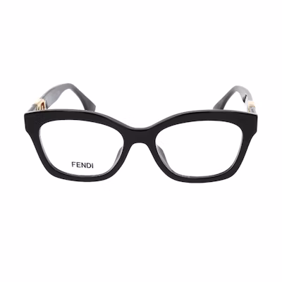 FENDI FF Logo Unisex Black Irregular Acetate Optical Glasses Frames. FE50039I001