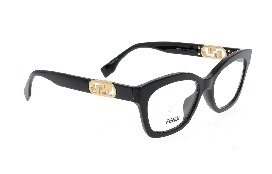 Lookbook FENDI FF標誌男女黑色不規則醋酸光學眼鏡框架 FE50039I001