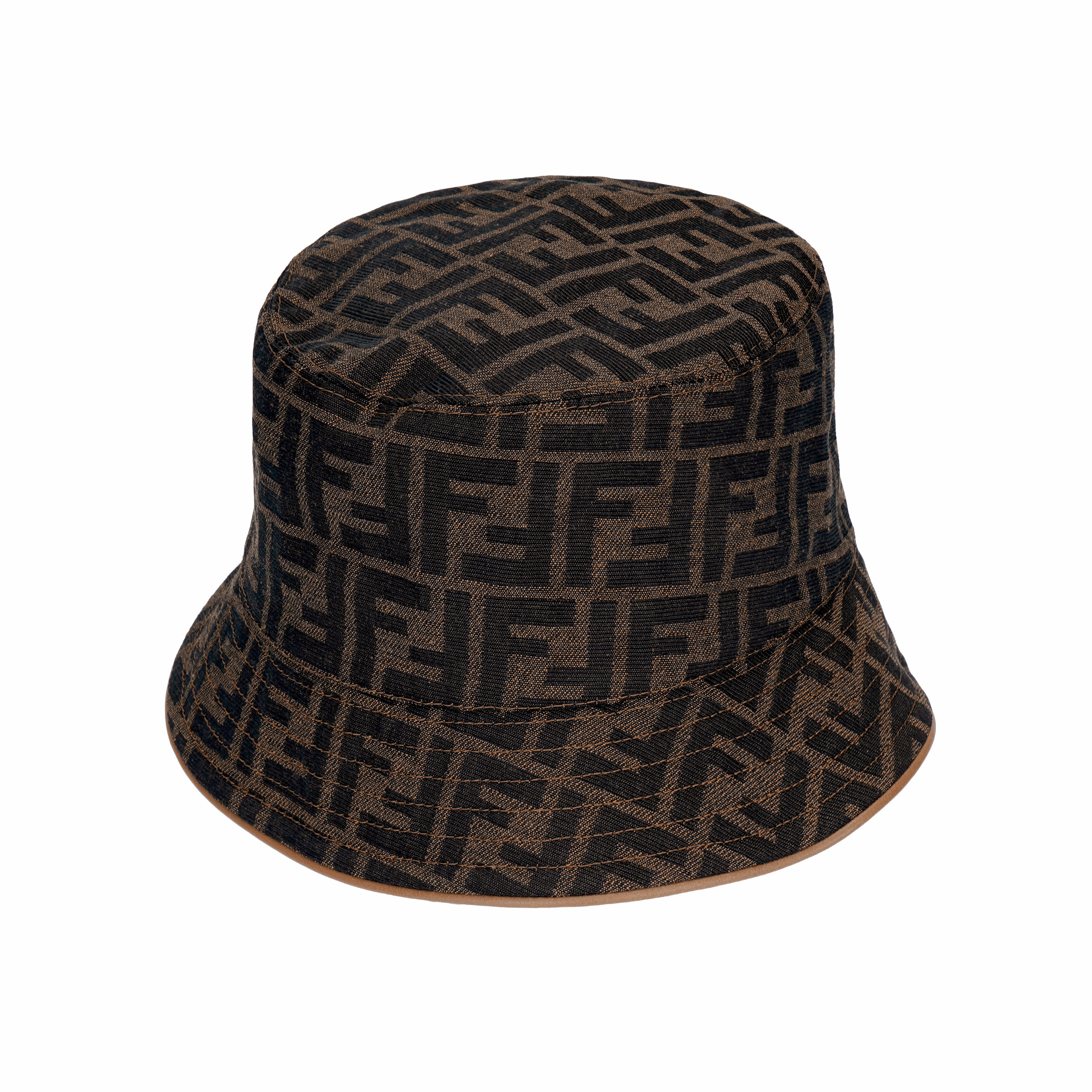 FENDI FF Monogram Cotton Bucket Hat Brown FXQ801ALHDF0VAT