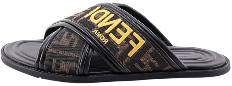 Fendi FF Motif Kain Slide 'Logo Sulaman - Tembakau' 7X1548-AJZE-F1HGM Buy Fendi FF Motif Kain Slide 'Logo Sulaman - Tembakau' 7X1548-AJZE-F1HGM