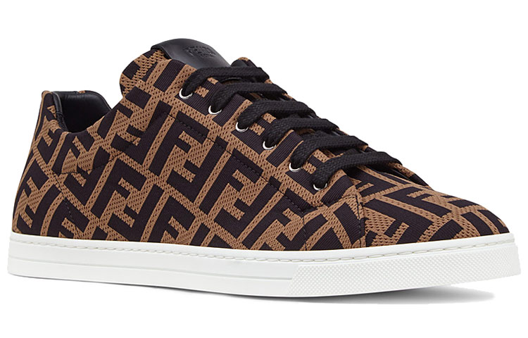 Shop FENDI芬迪 Fabric Flatforms 高科技布料 低筒 時尚板鞋 男款 棕色