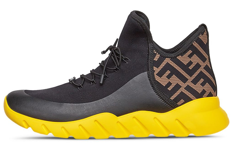 Fendi FF Motif Mesh High 'Black Yellow' 7E1347-AC7H-F0HEB