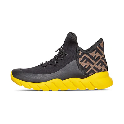 Fendi FF Motif Mesh High 'Black Yellow'