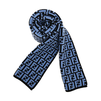 FENDI FF Pattern Wool Long Scarf Blue/Red FXS346A40